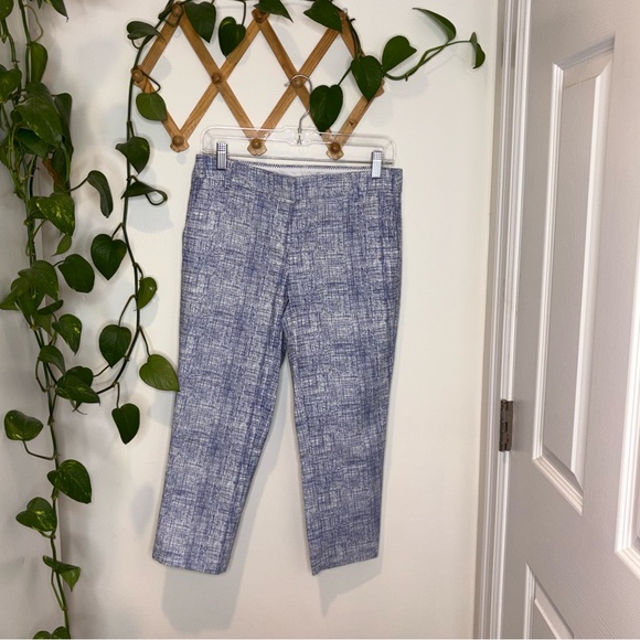 Katherine Barclay Pants - Katherine Barclay Blue Pattern Crop Preppy Trouser